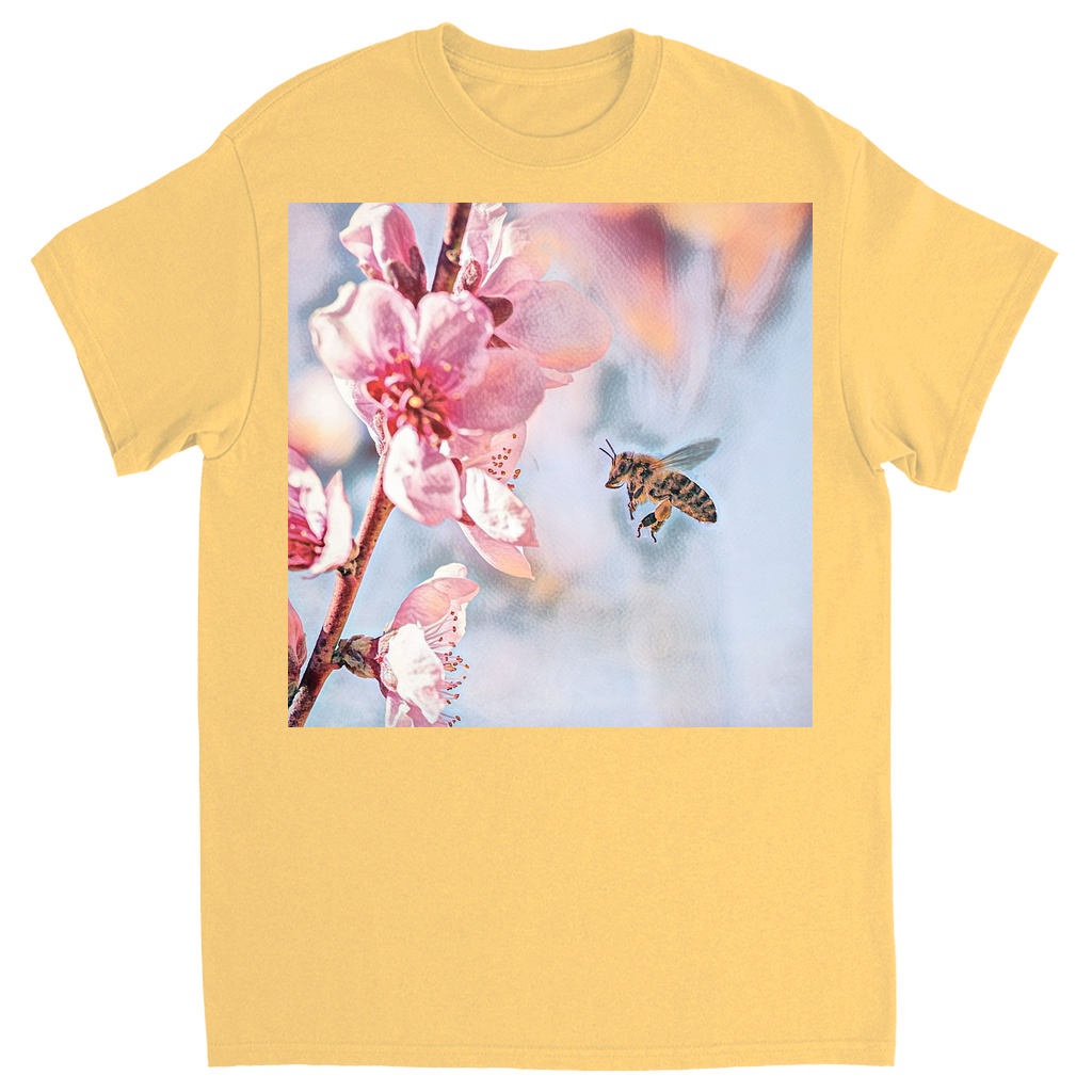 Water Color Bee with Flower Unisex Adult T-Shirt Yellow Haze Shirts & Tops apparel