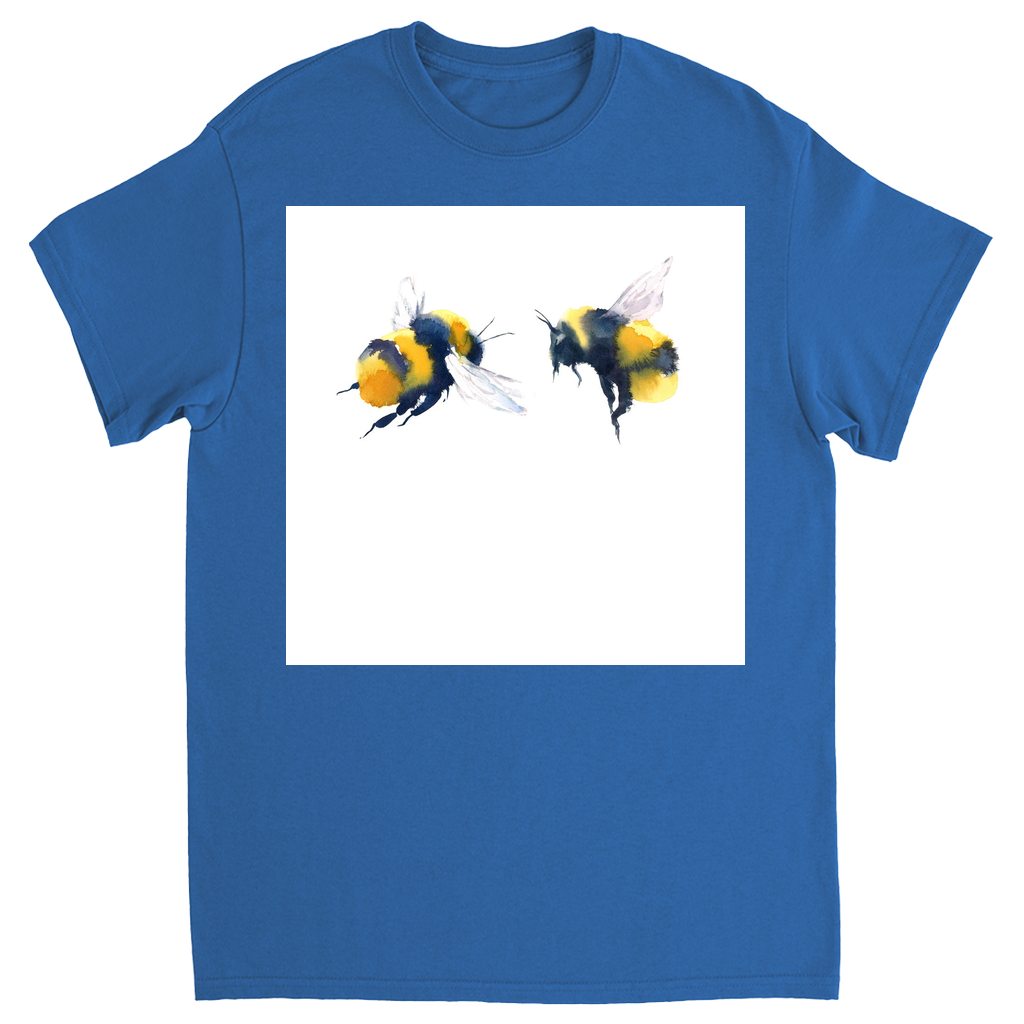Friendly Flying Bees Unisex Adult T-Shirt Royal Shirts & Tops