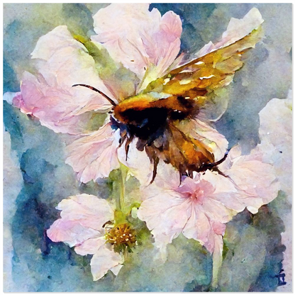 Watercolor Bee Landing on Flower - Acrylic Print 12x12 inch Acrylic Prints