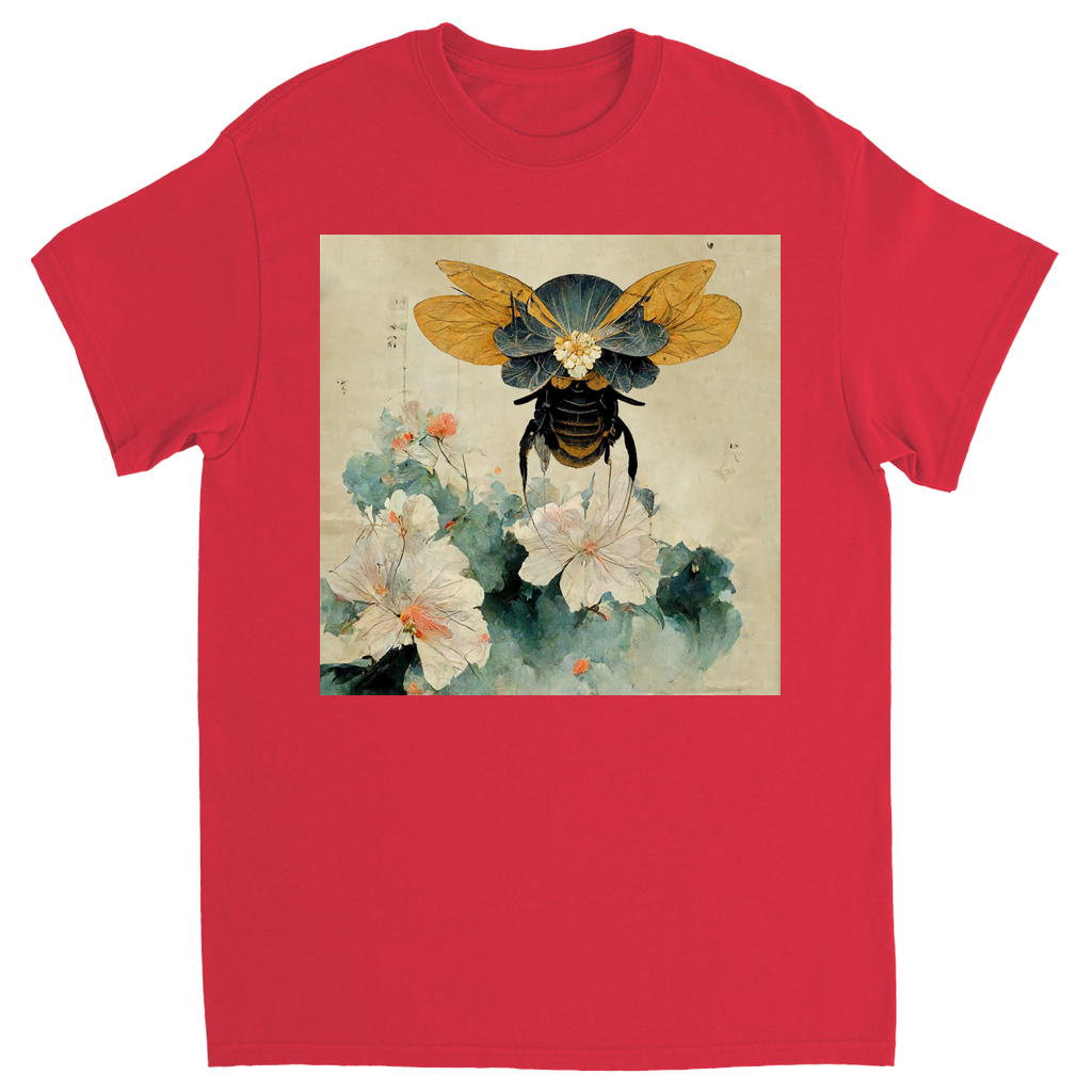 Vintage Japanese Paper Flying Bee Unisex Adult T-Shirt Red Shirts & Tops apparel Vintage Japanese Paper Flying Bee