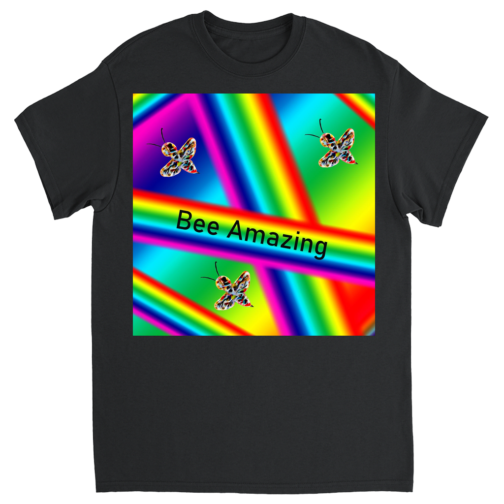 Bee Amazing Rainbow Unisex Adult T-Shirt Black Shirts & Tops apparel