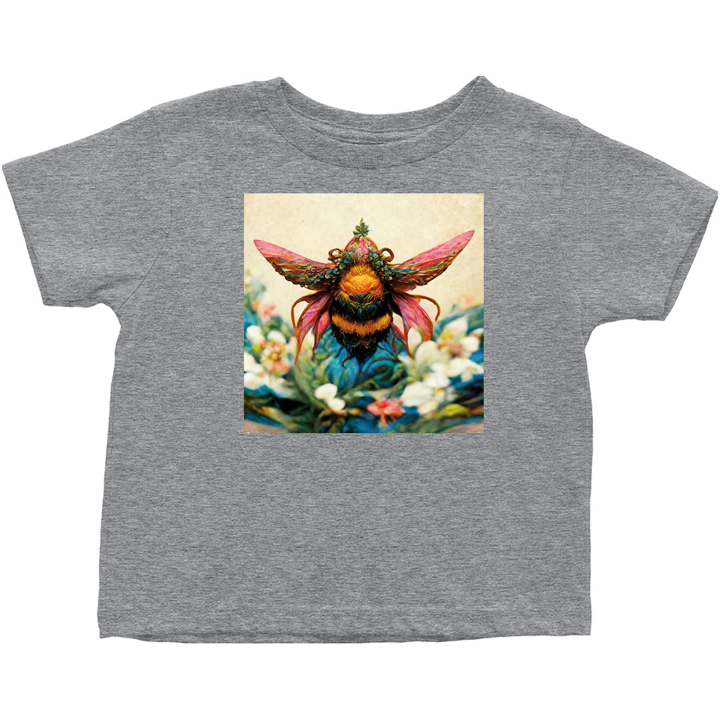 Fantasy Bee Hovering on Flower Toddler T-Shirt Heather Grey Baby & Toddler Tops apparel Fantasy Bee Hovering on Flower