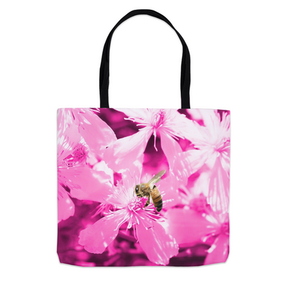 Bee with Glowing Pink Flowers - Tote Bag 13x13 inch Shopping Totes bee tote bag gift for bee lover gifts original art tote bag totes zero waste bag
