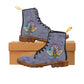 Pastel Dreams Bee Women's Canvas Boots Brown Shoes Bee boots combat boots fun womens boots original art boots Pastel Dreams Bee Shoes unique womens boots vegan boots vegan combat boots womens boots womens fashion boots womens purple boots