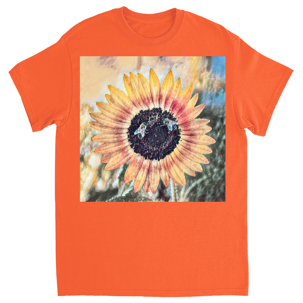 Painted 2 Sunflower Bees T-Shirt Orange Shirts & Tops apparel