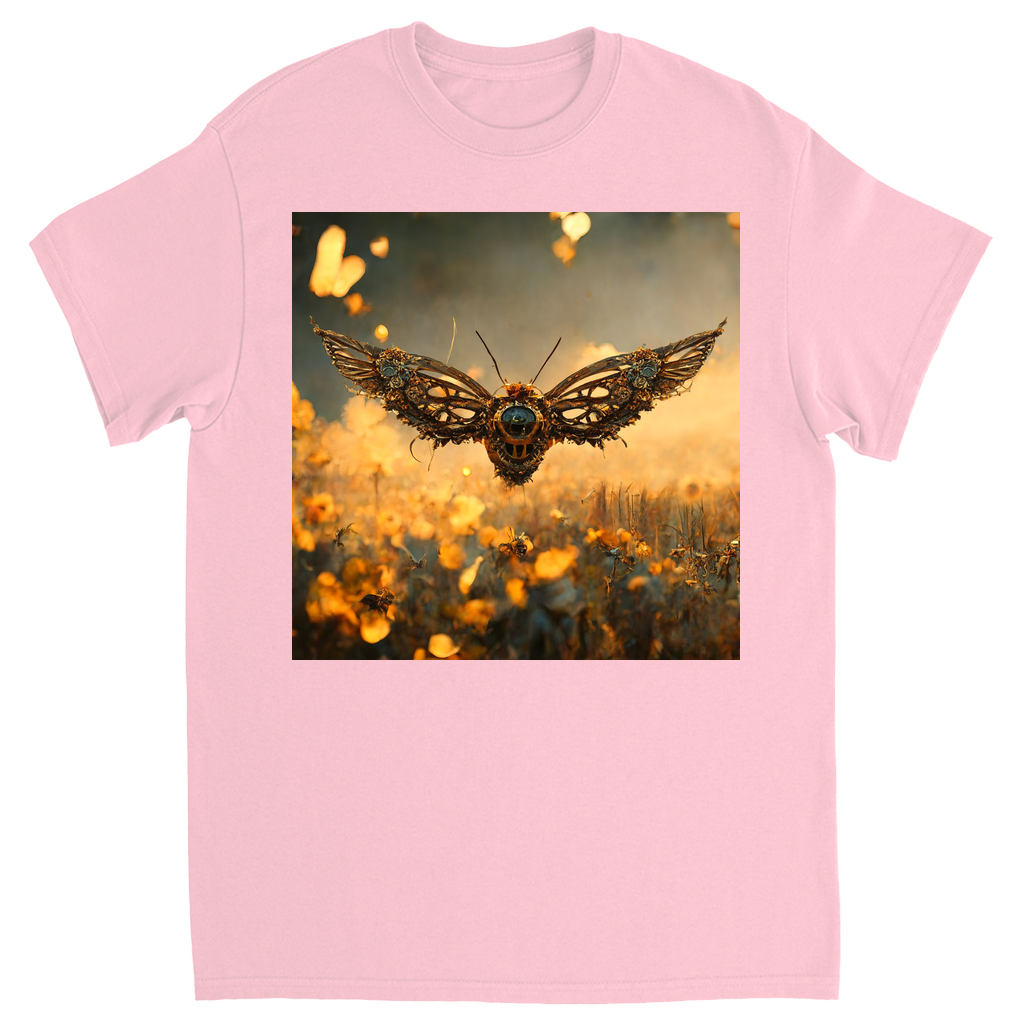 Metal Flying Steampunk Bee Unisex Adult T-Shirt Light Pink Shirts & Tops apparel Metal Flying Steampunk Bee