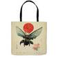 Vintage Japanese Bee with Sun Tote Bag 18x18 inch Shopping Totes bee tote bag gift for bee lover gifts original art tote bag totes Vintage Japanese Bee with Sun zero waste bag