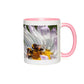 Bees Conspiring Accent Mug 11 oz White with Pink Accents Coffee & Tea Cups gifts