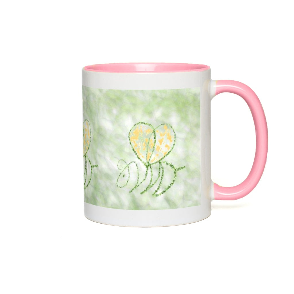 Leaf Bee Accent Mug 11 oz White with Pink Accents Coffee & Tea Cups gifts