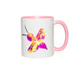 Abstract Pink and Yellow Bee Accent Mug 11 oz White with Pink Accents Coffee & Tea Cups gifts