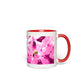 Bee with Glowing Pink Flowers Accent Mug 11 oz White with Red Accents Coffee & Tea Cups gifts