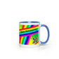 Bee Amazing Rainbow Accent Mug 11 oz White with Blue Accents Coffee & Tea Cups gifts