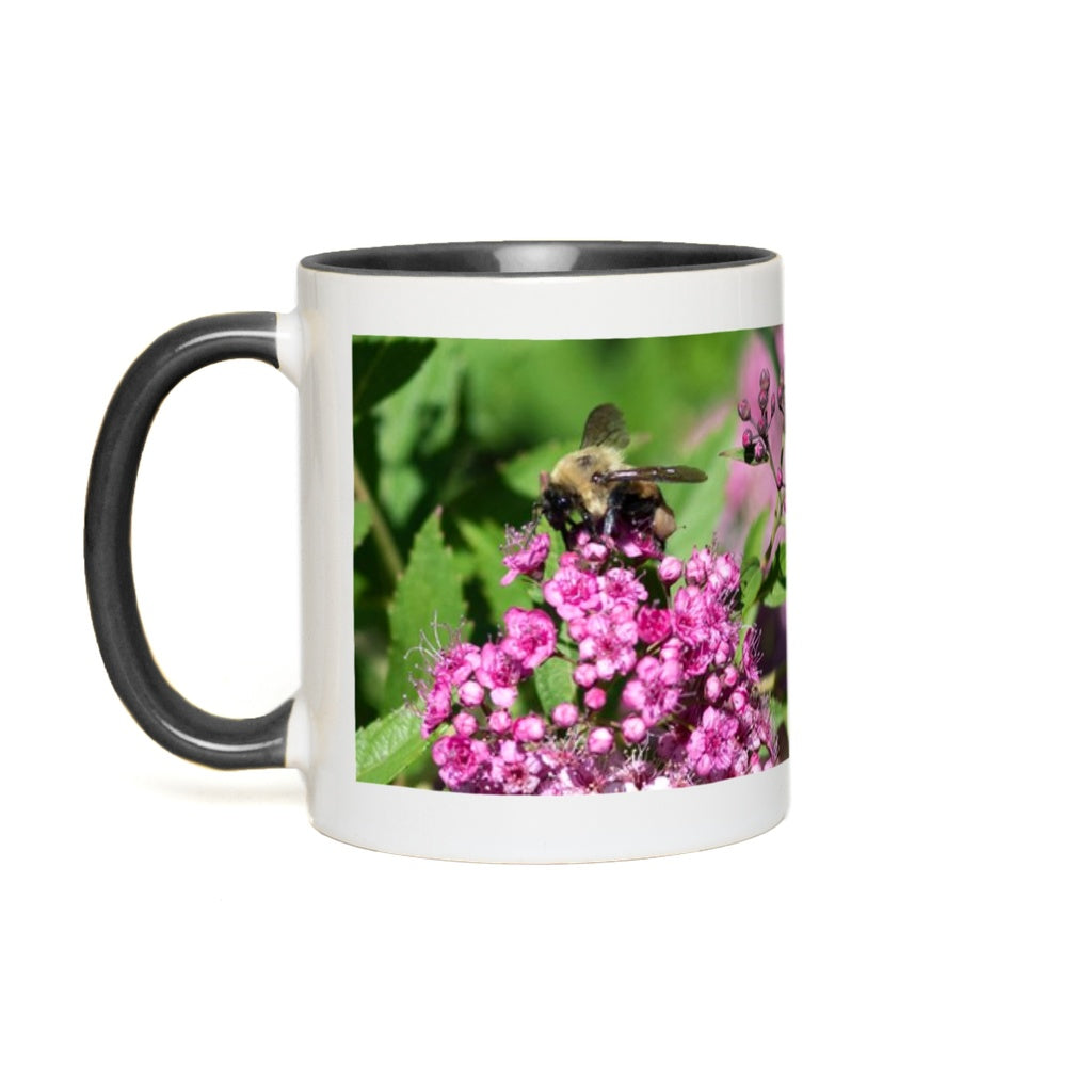 Bumble Bee on a Mound of Pink Flowers Accent Mug Coffee & Tea Cups gifts
