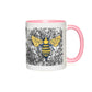 Deep Yellow Doodle Bee Accent Mug 11 oz White with Pink Accents Coffee & Tea Cups gifts