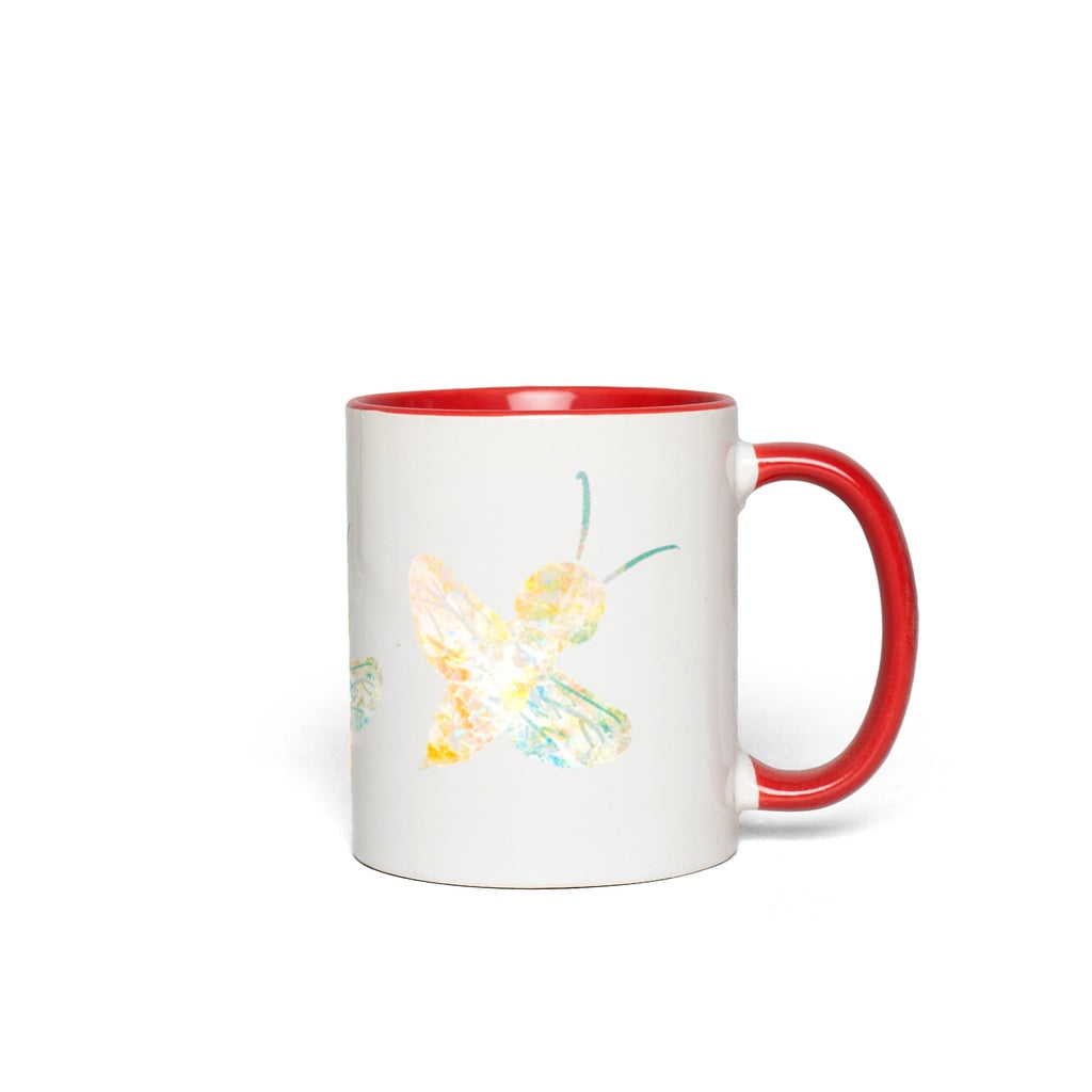 Abstract Sherbet Bee Accent Mug 11 oz White with Red Accents Coffee & Tea Cups gifts